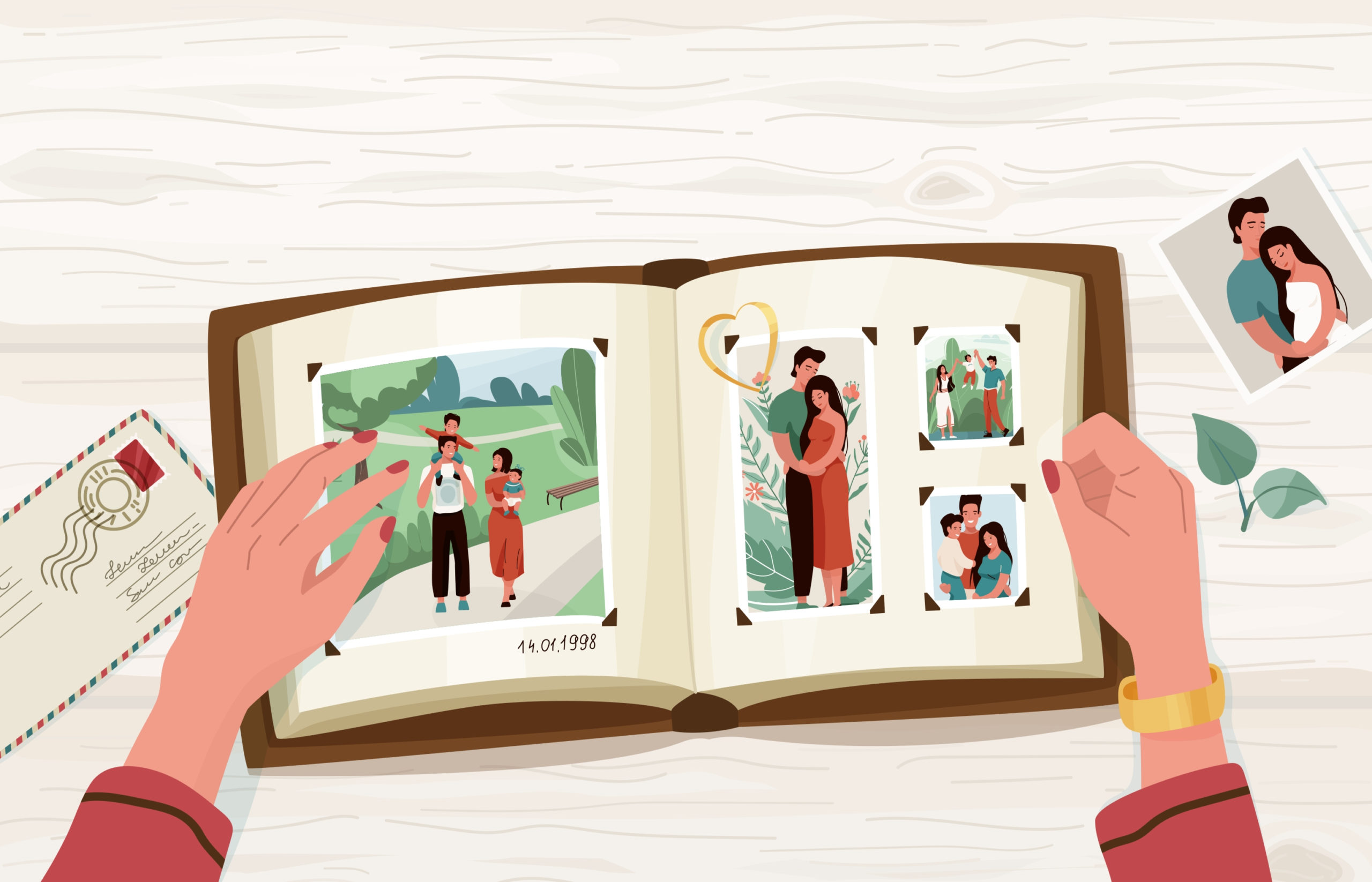 woman's hands holding a family photo album