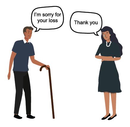 man standing with a cane telling a woman